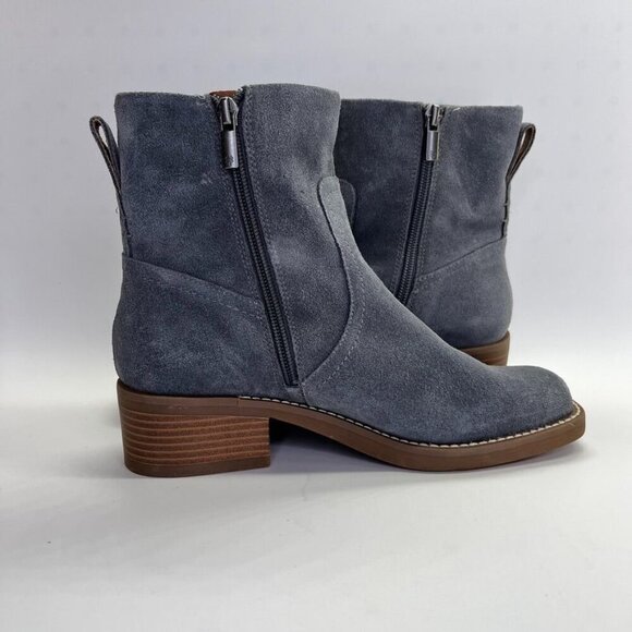 Lucky Brand Women's Kazey Square Toe Bootie in Gray Suede Block Heel - Picture 5 of 16